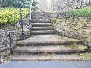 Before Stone Paver Stair Pressure Washing